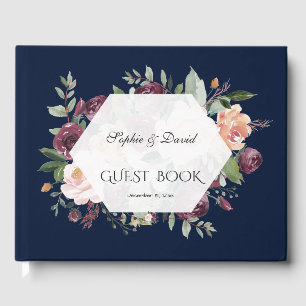 Burgundy Blush Elfenbeinblauer Hochzeit der Blauen Gästebuch