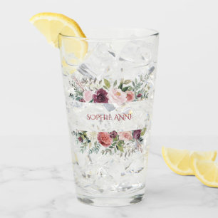 Burgundy Blush Elfenbeinfarben Blume Rahmen Monogr Glas