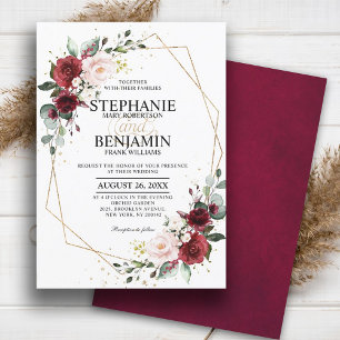 Burgundy Blush Floral boho Geometrische schicke Ho Einladung