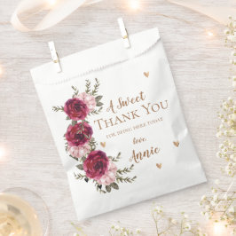 Burgundy Blush Floral Danke Brautparty Geschenk Geschenktütchen