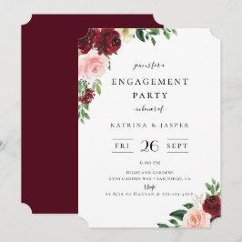 Burgundy Blush Floral Engagement Party Einladung