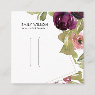 BURGUNDY BLUSH FLORAL HAIR CLIP DISPLAY CARD QUADRATISCHE VISITENKARTE