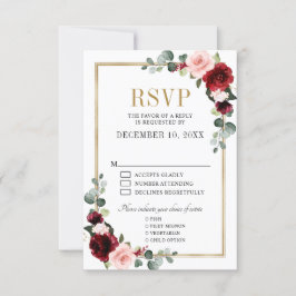 Burgundy Blush Floral Moderne geometrische UAWG RSVP Karte