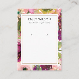 BURGUNDY BLUSH FLORAL STUDIE EARRING DISPLAY CARD VISITENKARTE