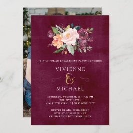 Burgundy Blush | florales Foto Einladung