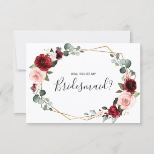Burgundy Blush Geometric Bridesmaid Vorschlagkarte Einladung