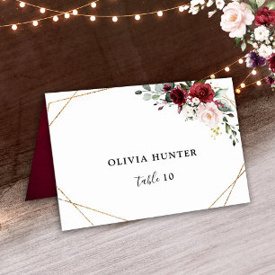 Burgundy Blush Geometric Wedding Platzkarte Tischnummer