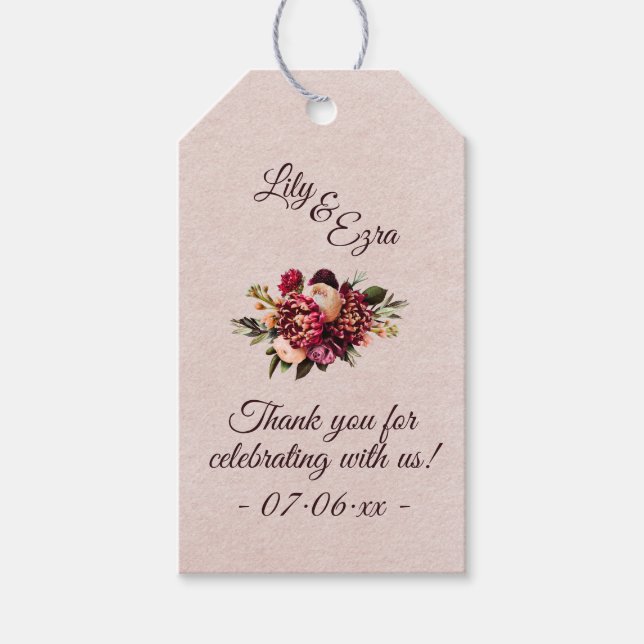 Burgundy Blush Geschenkanhänger (Vorderseite)