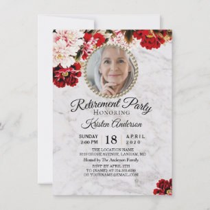 Burgundy Blush Marble Classy Retirement Party Einladung