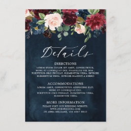 Burgundy Blush Navy Blue Botanical Floral Boho Begleitkarte