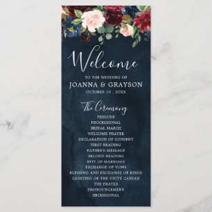 Burgundy Blush Navy Blue Botanical Floral Boho Programm