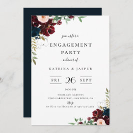 Burgundy Blush Navy Engagement Party Einladung