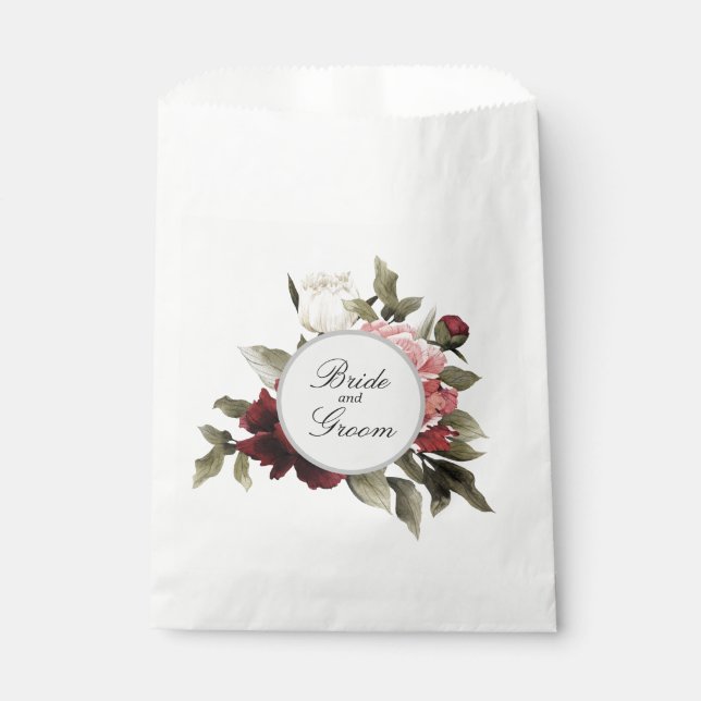 Burgundy & Blush Peony Bouquet Gevor Bag Geschenktütchen (Vorderseite)