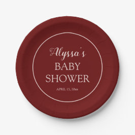Burgundy Blush Pink Babydusche Pappteller
