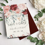 Burgundy Blush Pink Bloral Wedding Save The Date<br><div class="desc">Diese elegante Save the Date wurde mit exquisiten Bordeaux- und Wasserfarbenschaukeln gestaltet. Ideal für jede Hochzeit zu jeder Jahreszeit. Passen Sie Ihre Wünsche an. Klicken Sie zum Anpassen auf den Link "Weitere Anpassung" und verwenden Sie das Entwurfstool,  um Änderungen vorzunehmen. Viele verschiedene Papiersorten sowie Papierformen. 100% Kundenzufriedenheit bei "Zazzle"</div>