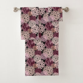 Burgundy Blush Pink Blume Badhandtuch Set