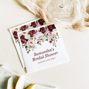 Burgundy Blush Pink Blume Brautparty Serviette