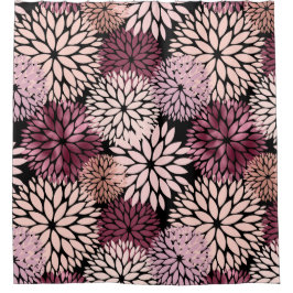 Burgundy Blush Pink Blume Duschvorhang