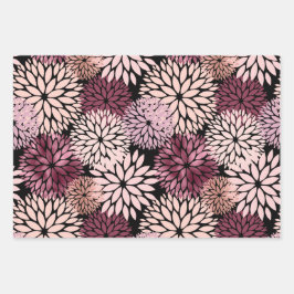 Burgundy Blush Pink Blume Geschenkpapier Set