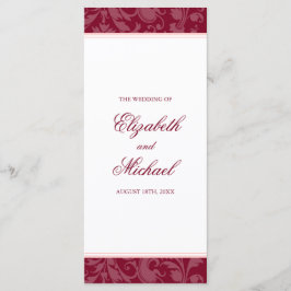 Burgundy Blush Pink Damask Swirl Hochzeitsprogramm Programm