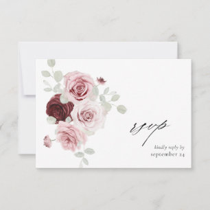 Burgundy & Blush Pink Floral Ele 6 w UAWG RSVP Karte