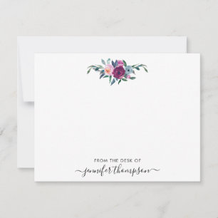 Burgundy Blush Pink Floral Watercolor Girl Script Mitteilungskarte