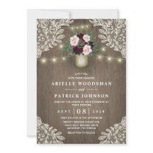 Burgundy Blush Pink Gold Mason Jar Vintage Wedding