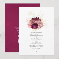 Burgundy Blush Pink und Gold QR Code UAWG Wedding
