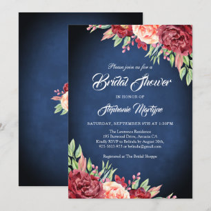 Burgundy Blush Rose Brautparty Einladung