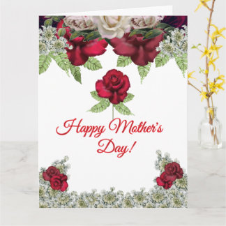 Burgundy Blush Roses Greenery Mother's Day  Karte