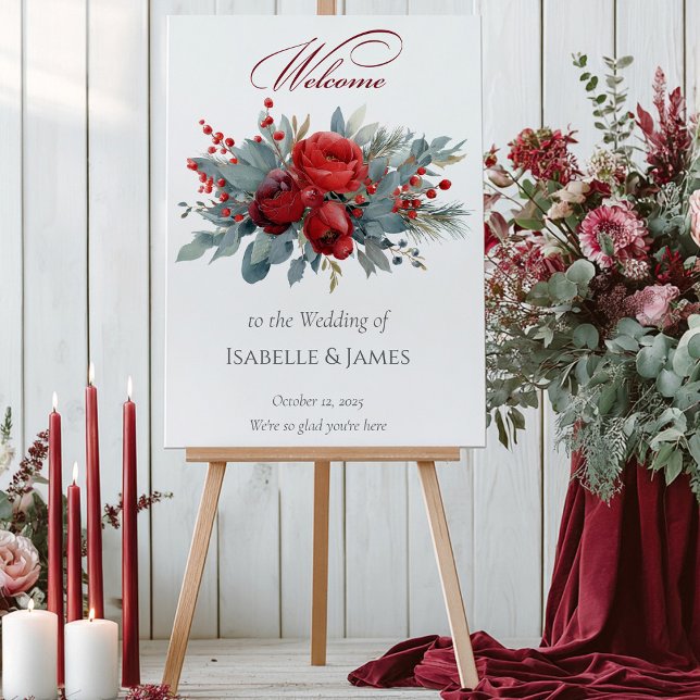 Burgundy & Blush Roses Wedding Welcome Poster (Von Creator hochgeladen)