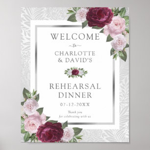 Burgundy Blush Silver Probe Dinner Willkommen Poster