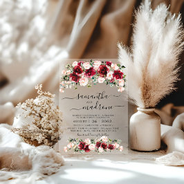 Burgundy Blush Watercolor Roses Wedding Acryleinladungen