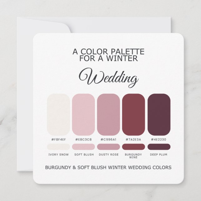 Burgundy Blush Winter Wedding Palette 2026 Card Einladung (Vorderseite)