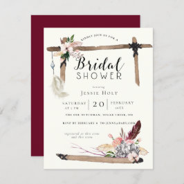 Burgundy Boho Brautparty Einladung