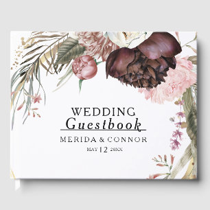 Burgundy Boho Floral Wedding Guest Book Gästebuch