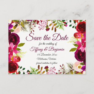 Burgundy Boho Garden Wedding Save the Date einlade