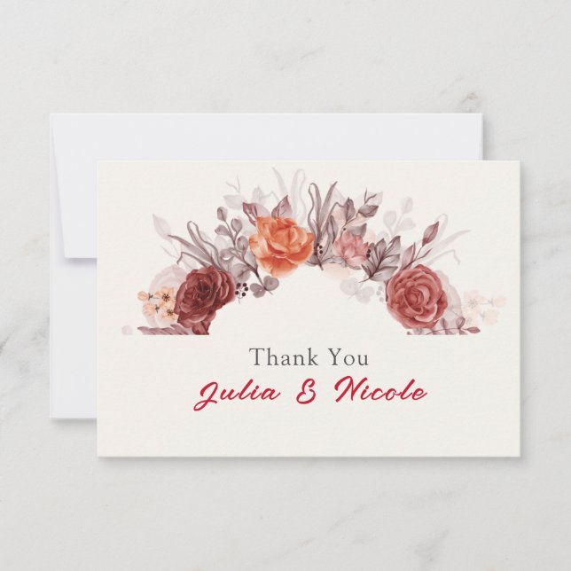 Burgundy Boho Rose Floral Pampas Grass Wedding (Vorderseite)