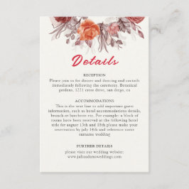 Burgundy Boho Rose Floral Pampas Grass Wedding Begleitkarte