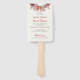 Burgundy Boho Rose Floral Pampas Grass Wedding Fächer