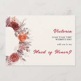 Burgundy Boho Rose Floral Pampas Grass Wedding Menükarte