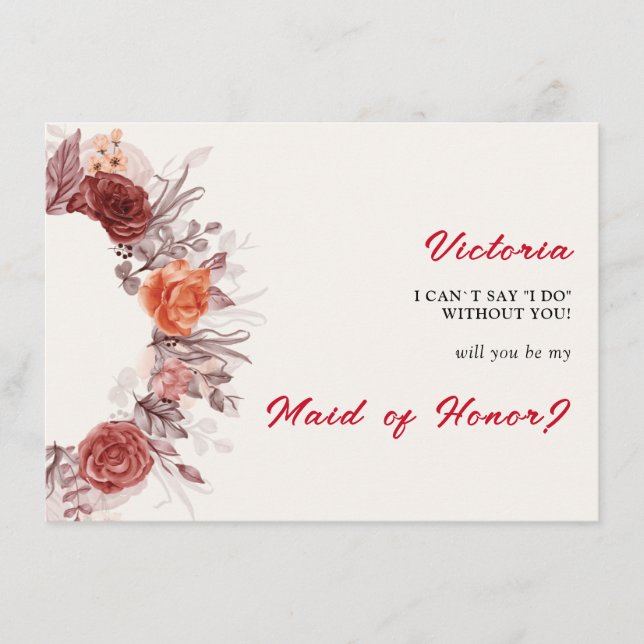 Burgundy Boho Rose Floral Pampas Grass Wedding Menükarte (Vorderseite)