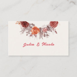 Burgundy Boho Rose Floral Pampas Grass Wedding Platzkarte