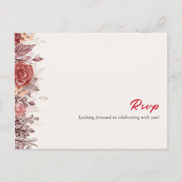 Burgundy Boho Rose Floral Pampas Grass Wedding Postkarte