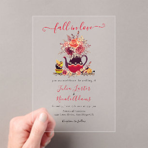 Burgundy Boho Rose Pampas Lemon Tea Wedding Acryleinladungen