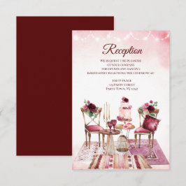 Burgundy Boho Table Wasserfarben Empfang Einladung