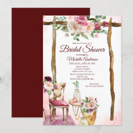 Burgundy Boho Wasserfarbenfrohe Brautparty Einladung