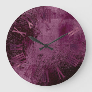 Burgundy Bordeaux Metallic Minimal römische Zahlen Große Wanduhr