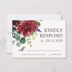 Burgundy Bouquet Antworten auf wild lebende UAWG RSVP Karte