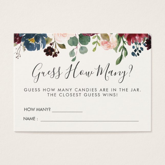 Burgundy Bouquet Babydusche | Guessing Game (Vorderseite)